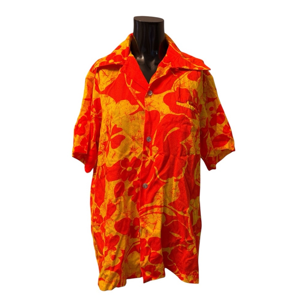 1960s-70s Hawaii Nei brand Shirt: Vibrant Orange and Yellow